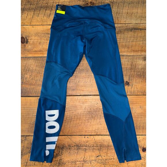NWT Womens Nike Speed Tight Fit Blue Running Leggings Athletic Reflective Size S - Picture 5 of 12